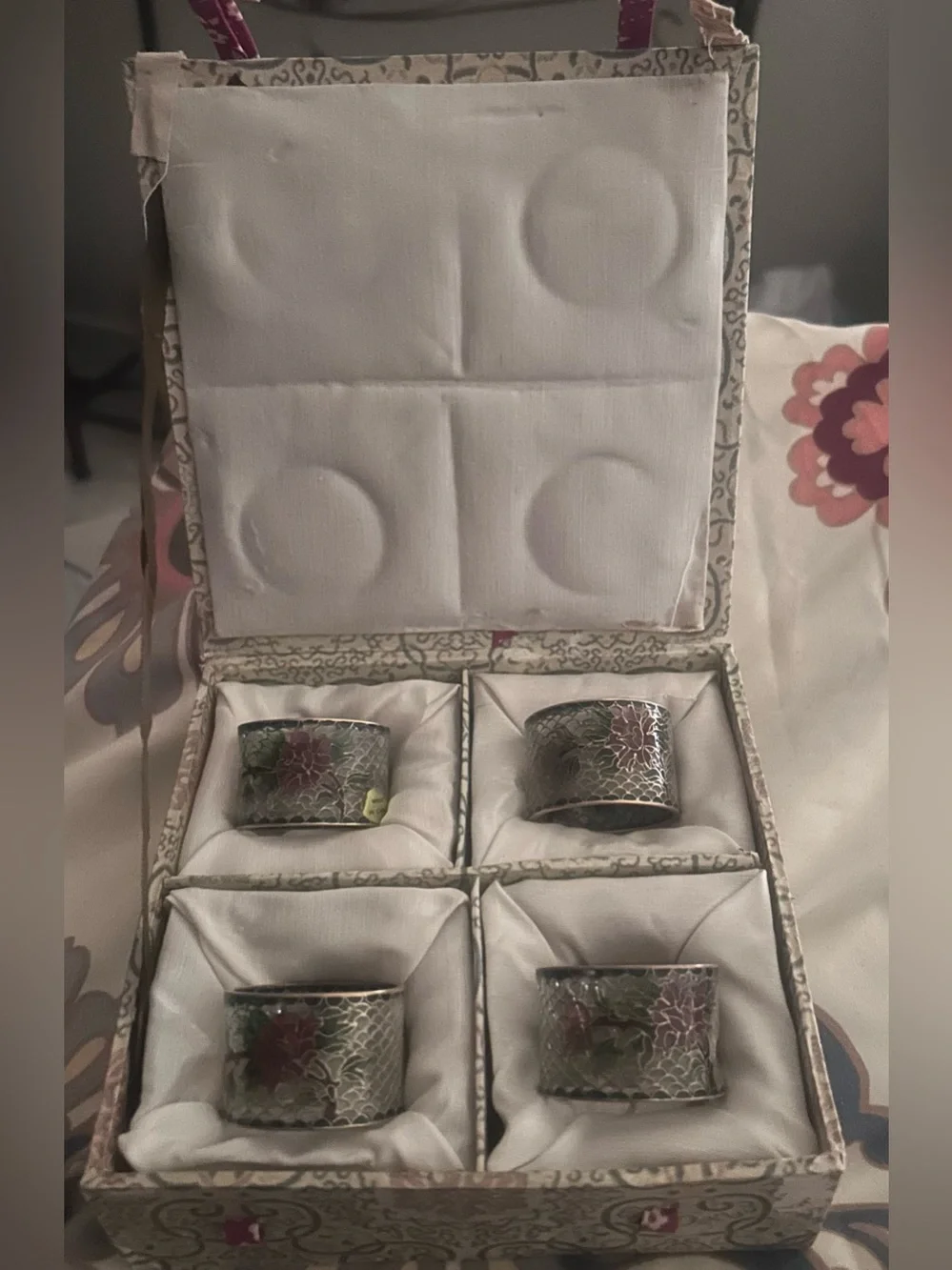 Vintage Chinese Plique-à-Jour Cloisonné Napkin Rings!